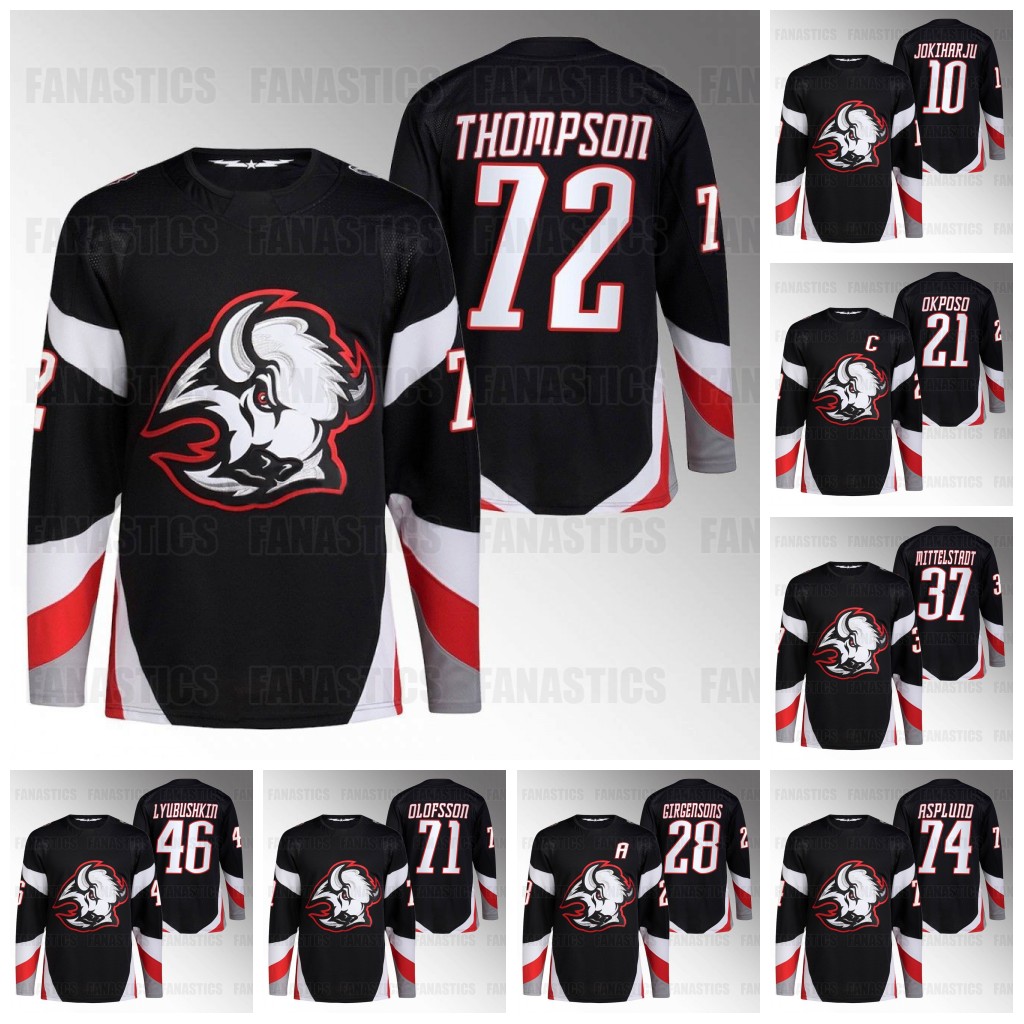 

Buffalo 21 Kyle Okposo Sabres Third Jersey 2022-2023 reverse retro Tage Thompson Rasmus Dahlin Skinner Dylan Cozens Bryson Casey Mittelstadt Owen Power Asplund, Third womens s-2xl