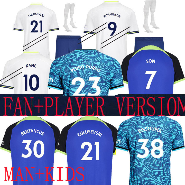 

KANE SON 22 23 RICHARLISON Soccer JerseyS KULUSEVSKI PEDRO PORRO 23 SPENCE PERISIC DIER 2022 2023 LUCAS ROMERO Tottenham Football kit shirt SPURS Third tops kids sets, Gk man 1