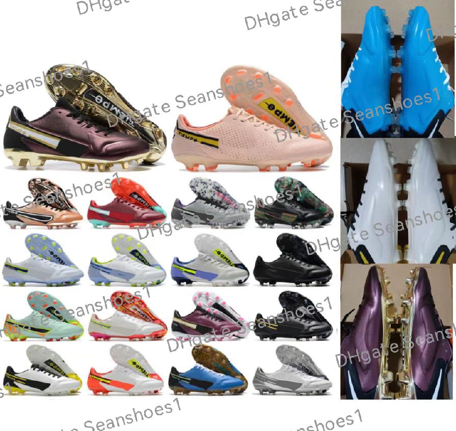 

Gift Bag Mens Football Boots Tiempo Legend 9 Elite Pro FG Soccer Shoes Ankle Soft Leather Comfortable Gold Purple Green Blue Red White Black Soccer Cleats US 6.5-12, 15