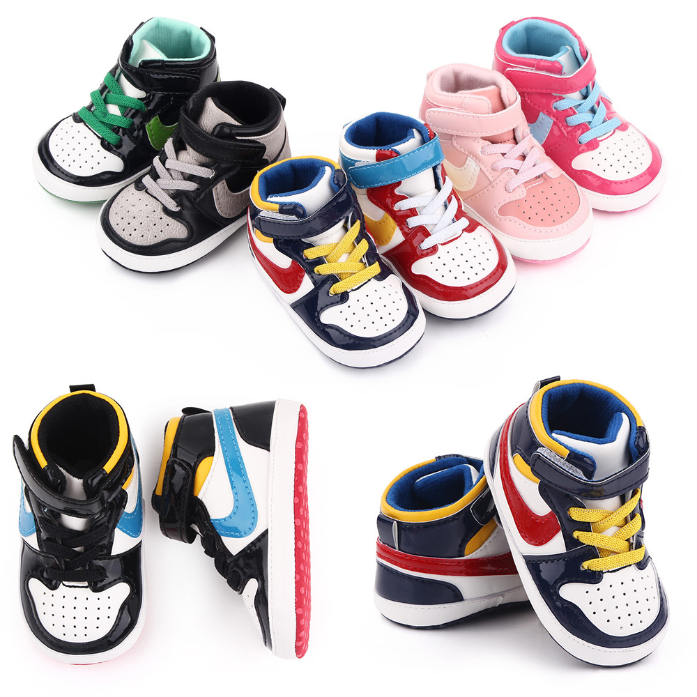 

Newborn First Walkers Baby Shoes Newborn Girl Boy Soft Sole Crib Shoelace First Walkers Toddler Sneaker Prewalker, 6#
