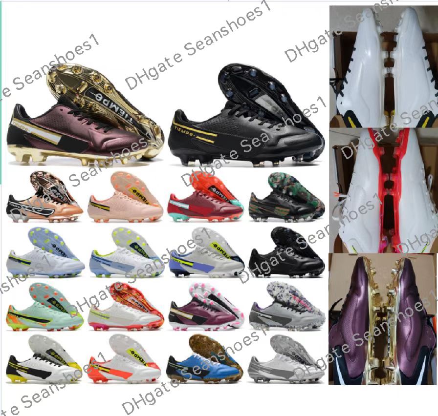 

Gift Bag Mens Soccer Boots Tiempo Legend 9 Elite Pro FG Football Shoes Mens Blue Gold Purple Green Yellow Red White Silver Black Soft Leather Training Football Cleats