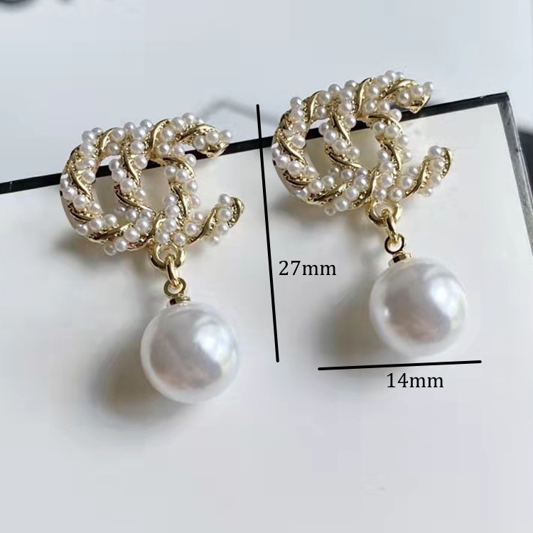 

stud earrings designer for woman channel earings mens luxury earring jewelry women accessories hoops crytal rhinestone earing silver plated orecchini Earrings