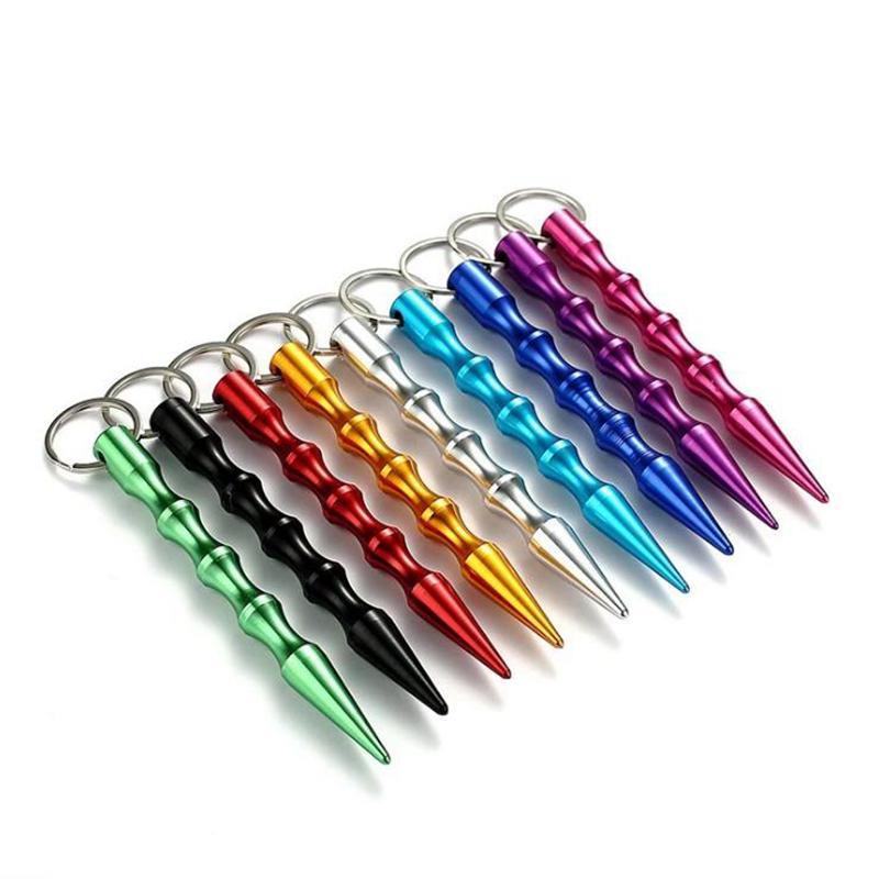 

Chain Colors Women Key Girl For Safety Self Aliuminum 9 Spike Stick Keychain Wholesale Metal Defense Vclkq