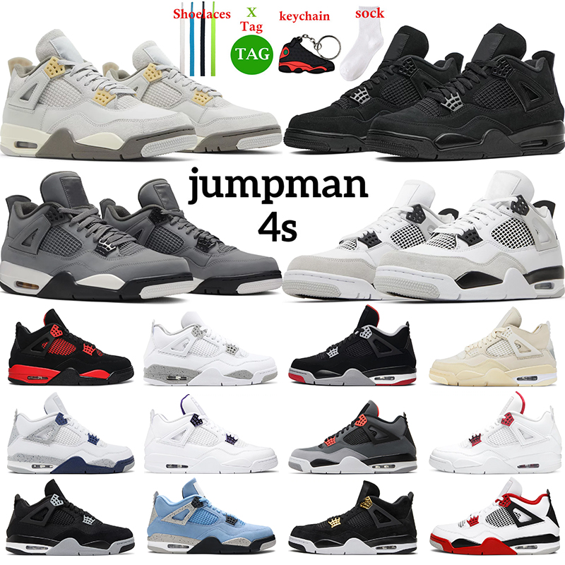 

4s basketball shoes Military black cat 4 for men women j4 jumpman jorden4 Red Thunder White Cement Purple Midnight Navy mens trainer sport sneakers outdoor, 16