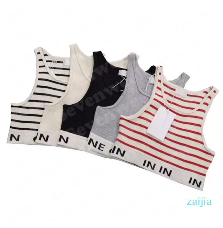 

Womens Designers Knit Vest Sweaters T Shirts Designer Striped Letter Sleeveless Tops Knits Fashion Style Ladies Pullover, Beige