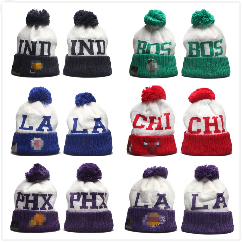 

New basketball Beanies 2023 Sideline Sport Cuffed hockey Knit Hat Pom Poms Cap 32 Teams Knits Mix And Match All Caps mixed order