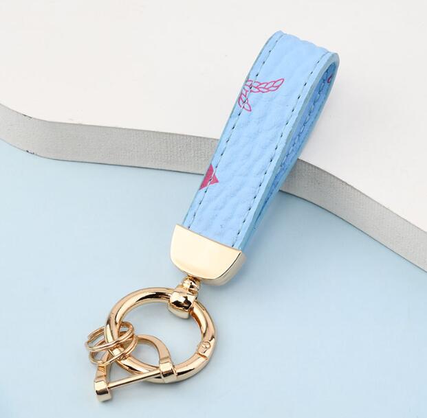 

Creativity Presbyopia Car Keychain Bag Pendant Charm Jewelry Keyring Holder Fashion PU Leather Flower Grid Designer Metal Key Chain