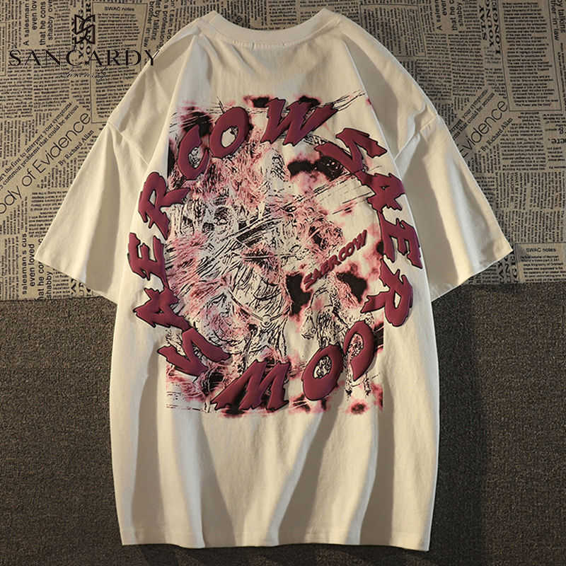 

Men's T-Shirts Korean Fashion Men Graphic T Shirts Outdoor Casual Sports Loose Tshirts Large Letter Printing Short Sleeve Male White Colour Tee Y2302, Ts0244-black