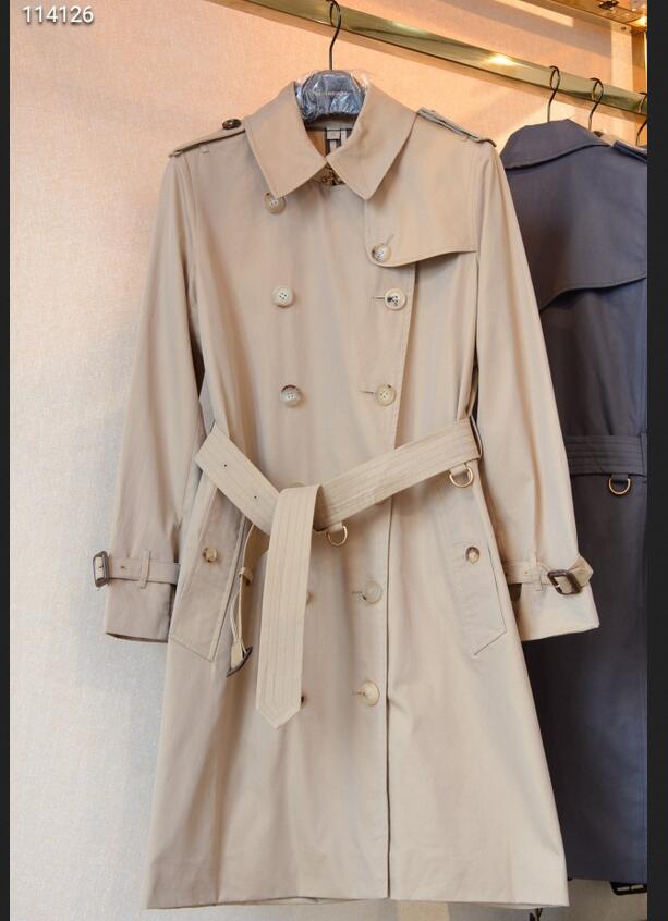 

HOT CLASSIC! women fashion England trench coat/high quality thick cotton middle long style belted slim fit trench/ladies trench for spring and autum KENF450 size S-XXL, Khaki