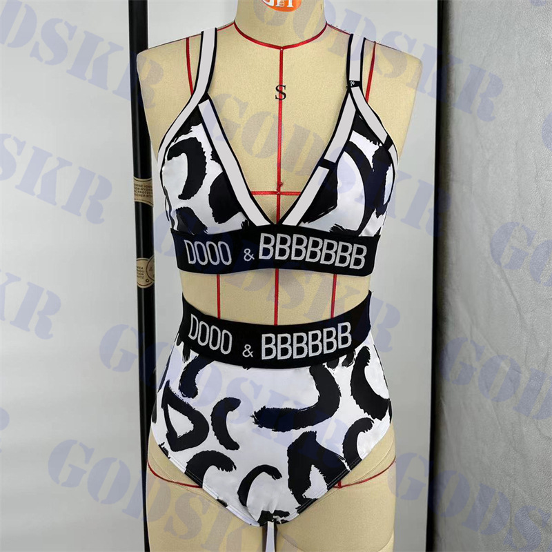 

High Waist Bikini Letter Printed Swimsuit For Women Summer Latest Womens V Neck Swimwear, Please contact me real pic