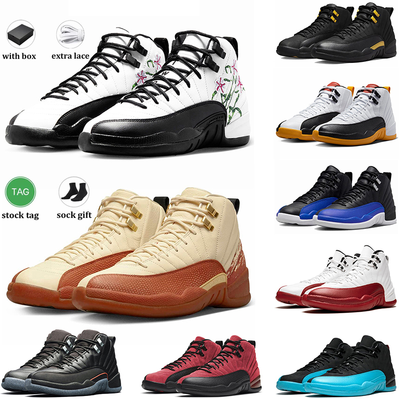 

Jumpman 12 12s Men Basketball Shoes Retro Cherry A Ma Maniere Stealth Floral Black Taxi Hyper Royal Playoffs Reverse Flu Game Jordam Trainers Sports Sneakers With Box, Item (9)
