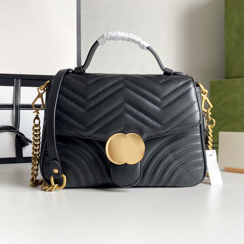 

Luxury Designer Bags classic Marmont Original Women's men Crossbody FAMOUS totes bag fashion Shoulder wallet envelope Genuine leather Purse Handbag Clutch travel, Black-gold