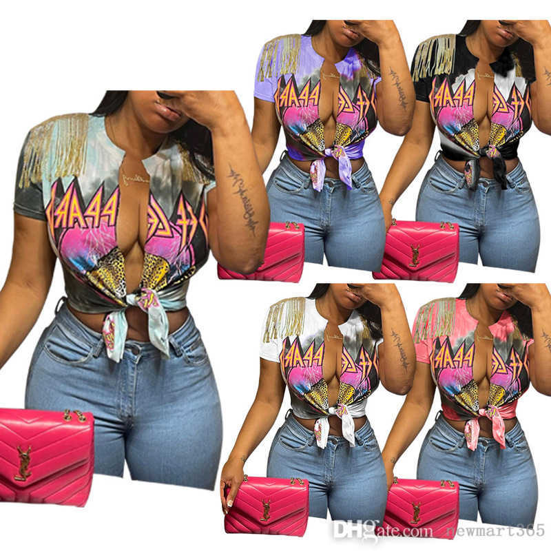 

2023 Womens Short Sleeve T Shirts Tie Dye T-Shirt Fashion Printed Tassel Split Tops Crew Neck Tee T Shirt Streetwear Crop Top For Woman, Purple