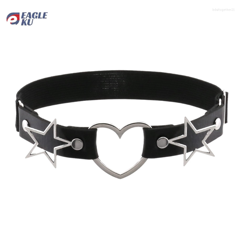 

Garters EagleKu Punk Heart Leg Strap Belt Star Thigh Harness Fashion Girls Goth Cosplay Accessories Harajuku Egirl Jewelry, Black