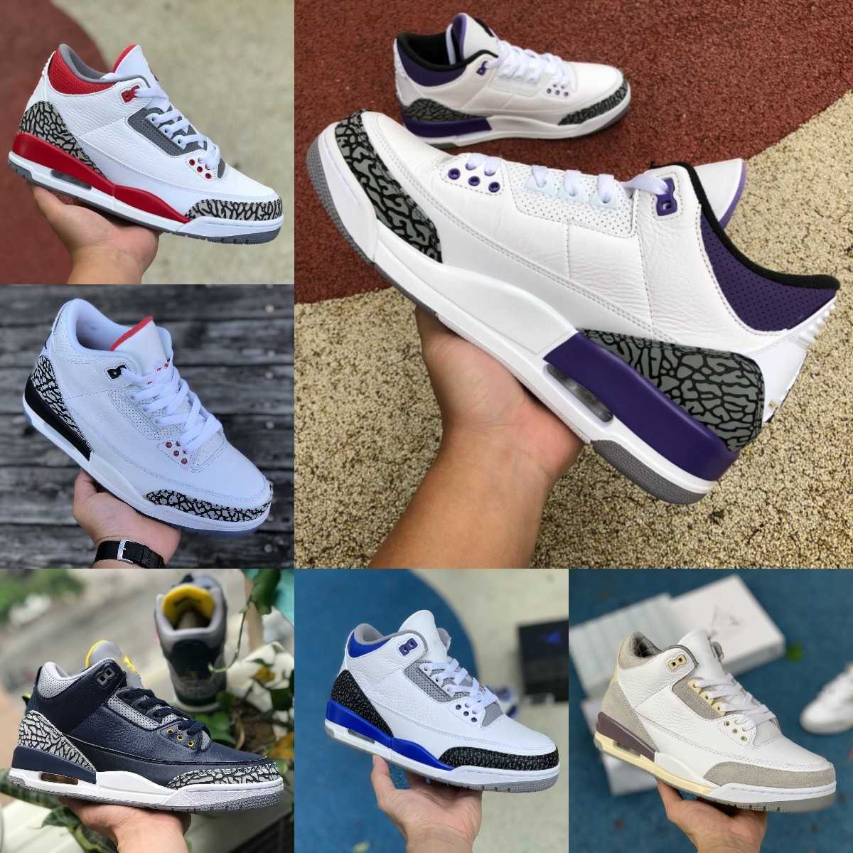 

2023 Basketball Shoes Beige Grey Jumpman 3 Hall Of Fame Men's Basketball Shoes Racing Blue White Red Blue Cement Black And White Big Lightning North Carolina Blue, Shua