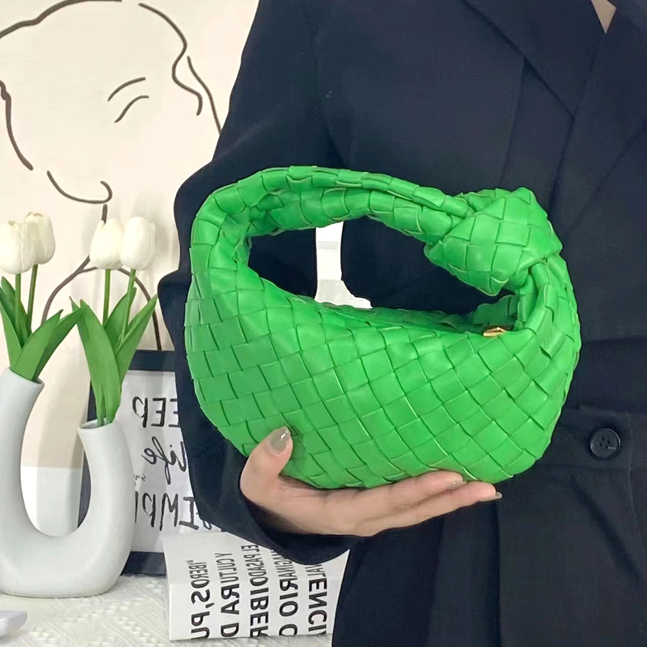 

Luxury Designer womens large woven totes clutch Knitting handbag fashion handbags leather men wallet Shoulder Bags Crossbody bag TEEN JODIE famous Hobo purses Soft, Deep pink