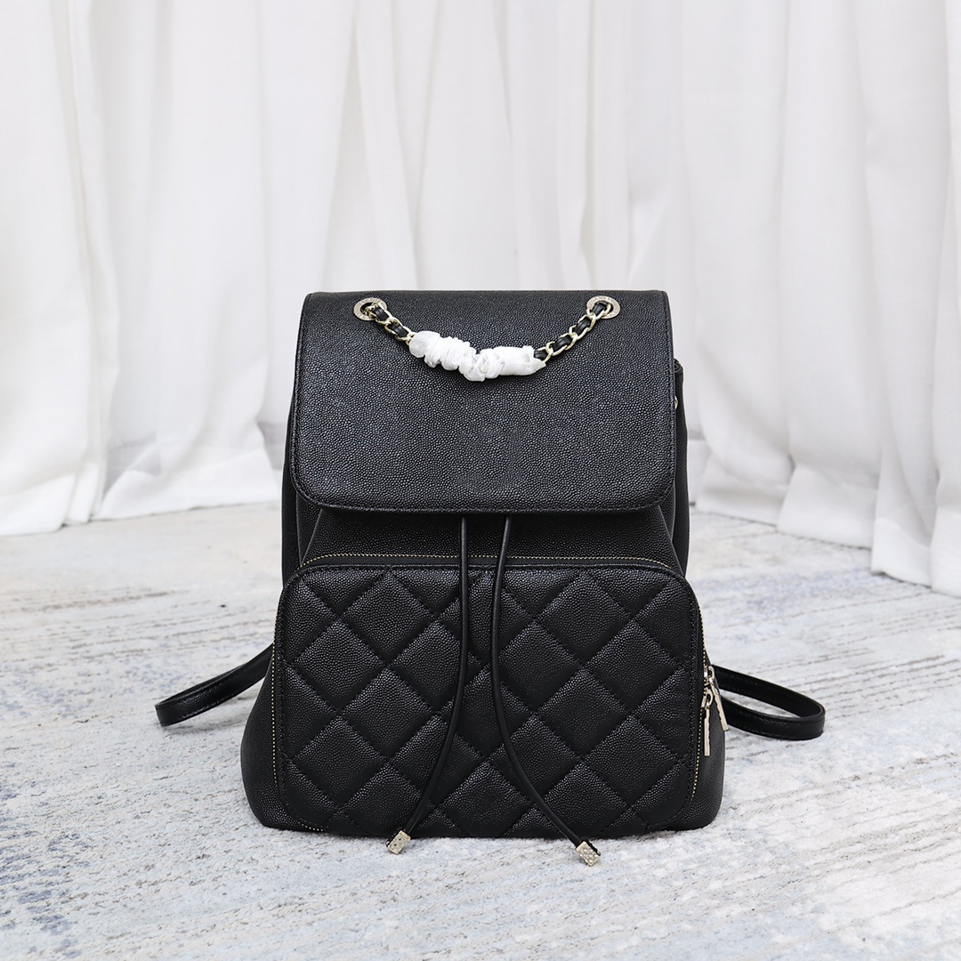

Classic Caviar Leather Business Affinity Backpack Bags Italian Drawstring Bucket Elegant Feminin Design Luxury Outdoor Sacoche Turn Lock Handbags 28X30CM, Box