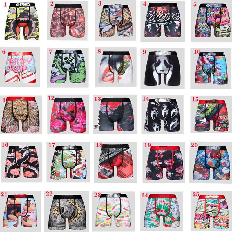 

Designer Psd Shorts Mens Boxer Underwear Sexy Underpants Printed Underwear Soft Boxers Breathable Branded Male Short Pants with bag, Mixed color(underwear)