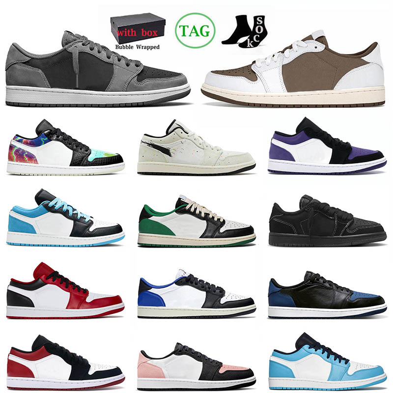 

Jumpman 1 1s Low Mens Basketball Shoes Black Phantom Fragment Dark Reverse Mocha Starfish True Blue Wolf Grey UNC Tear Away Women Sport Trainer Retro Sneaker, C2 low paint drip 36-40