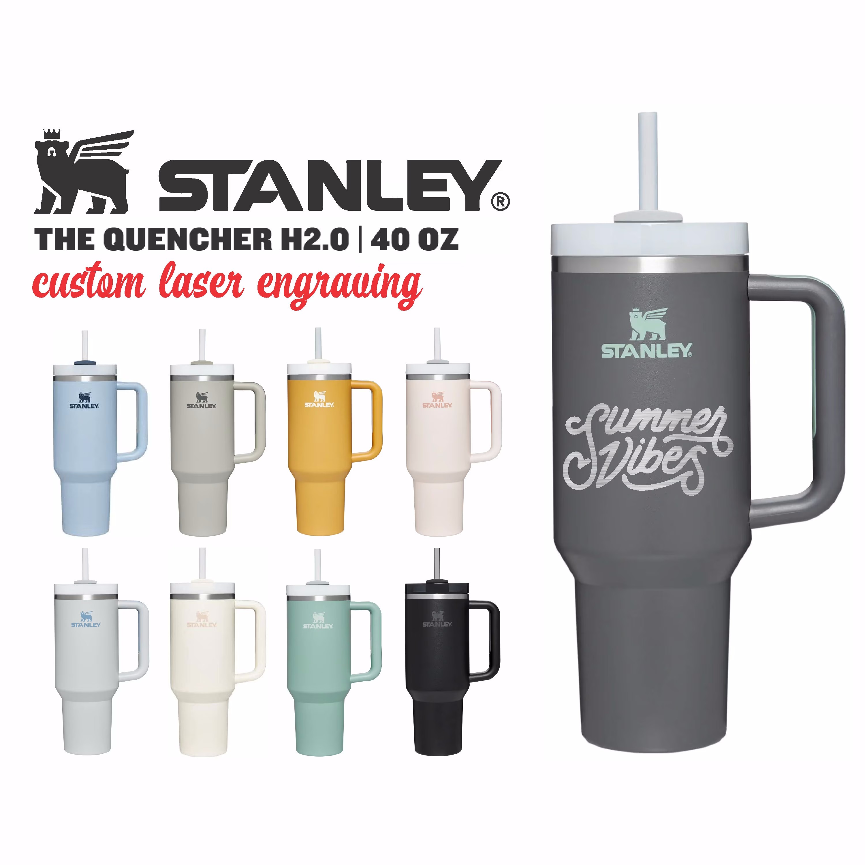 

40oz Stanley Logo Tumblers With Handle Car Mugs Insulated Tumbler With Lids Straw Stainless Steel Coffee Tumbler Termos Cups, Multi-color