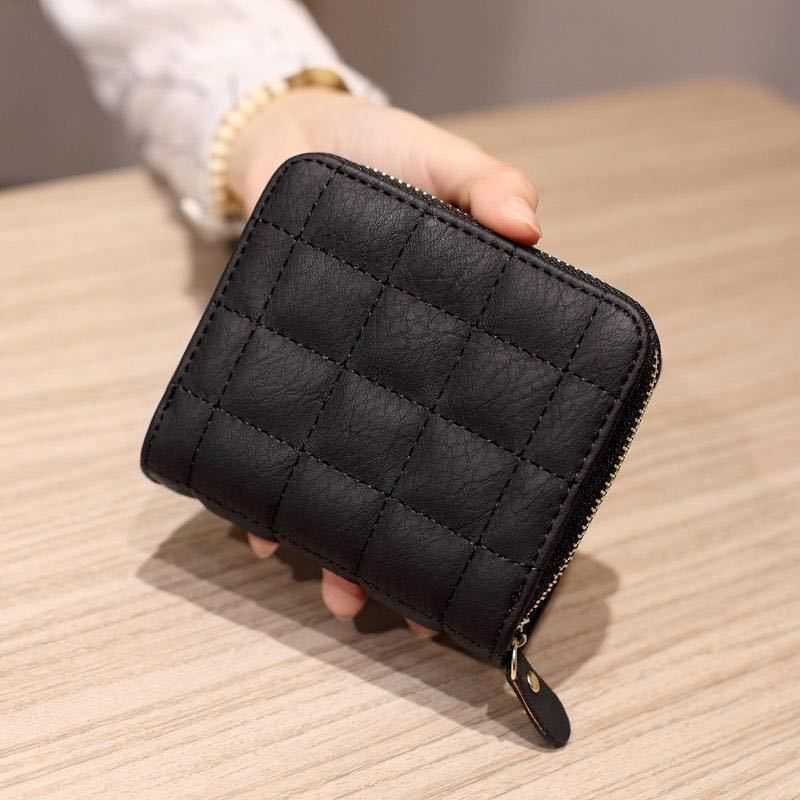 

Wallets Fashion Short for Women PU Leather Female Plaid Purses Card Holder Small Zipper with Coin Purse Clutch Bag Y2301, Pink