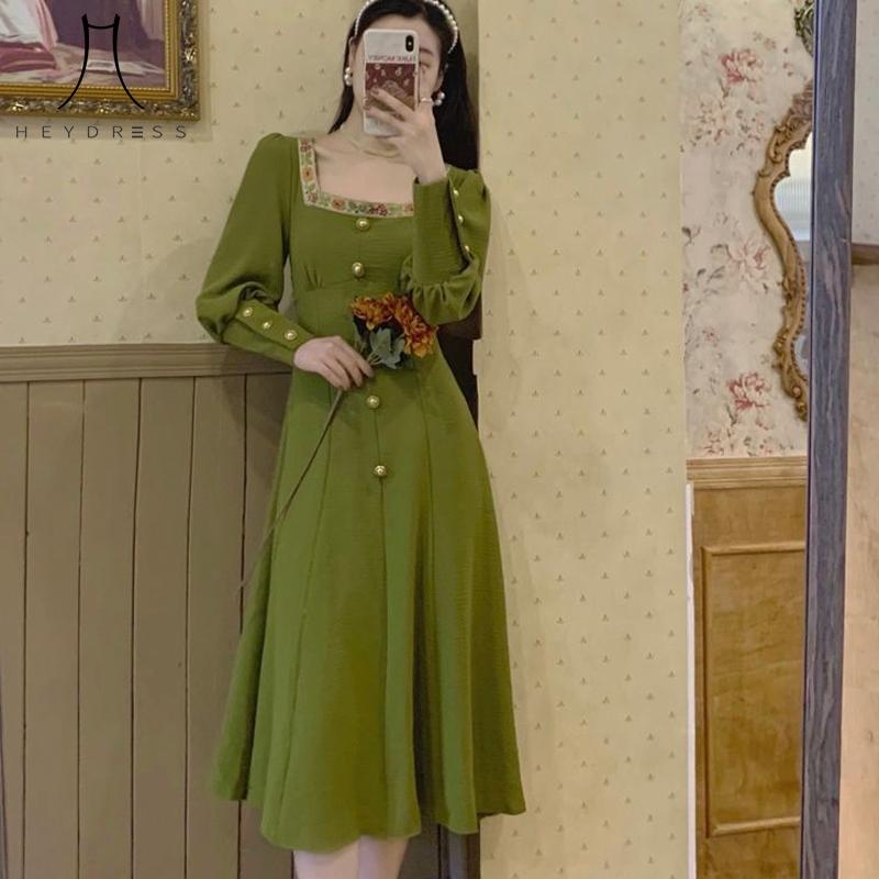 

Casual Dresses Herstory Women French Floral Vintage Dress Female Purple High Stree Korean Party Midi Summer Elegant Sweet, Model b blue