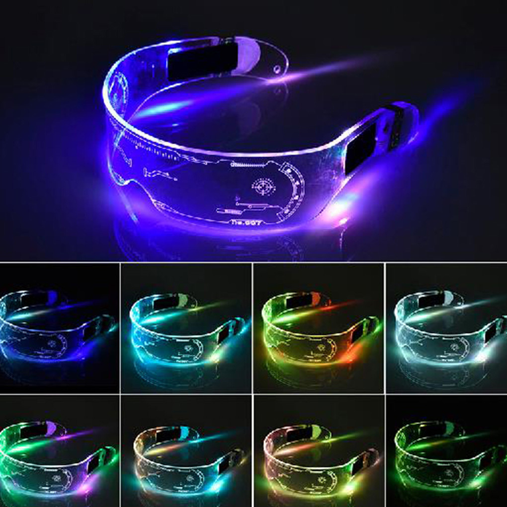 

Sunglasses LED Luminous Vintage Punk Glasses Men Women Fashion Party Halloween Christmas Adjustable Colorful Light Up 230202
