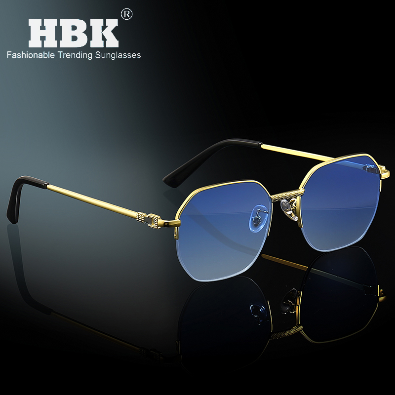 

Sunglasses HBK Square Half Frames Men Fashion Metal Luxury Brand Design Eyeglasses for Women High Quality Eyewear 230202