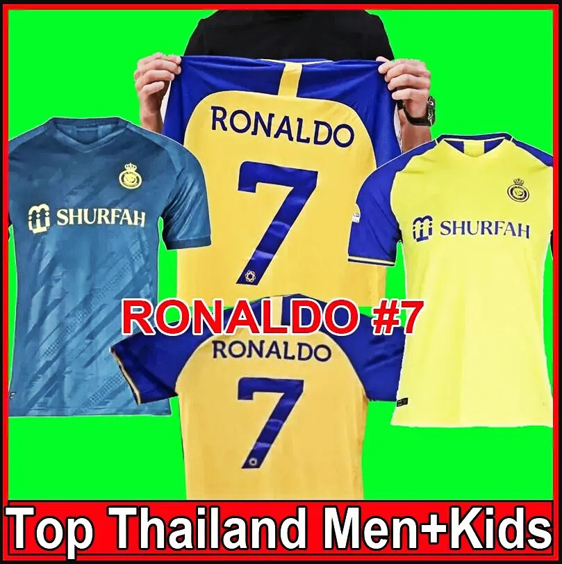 

2022 Al Nassr FC soccer Jerseys Ronaldo 2023 Home yellow away 22 23 CR7 Gonzalo Martinez Talisca Konan Vincent Aboubakar men Football shirt Men kids kits set