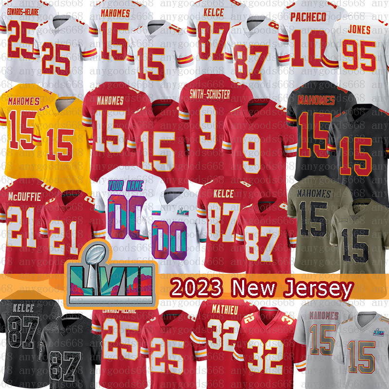 

Patrick Mahomes Isiah Pacheco Football Jersey JuJu Smith-Schuster Travis Kelce Kansases City Nick Bolton Chiefes Chris Jones Clyde Edwards-Helaire Derrick Thomas, 2023 patch+mens jersey(qz)