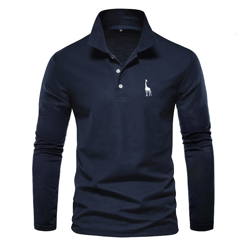 

Men' Polos Long Sleeve Autumn Print Shirts Business Dress . 230202, Black