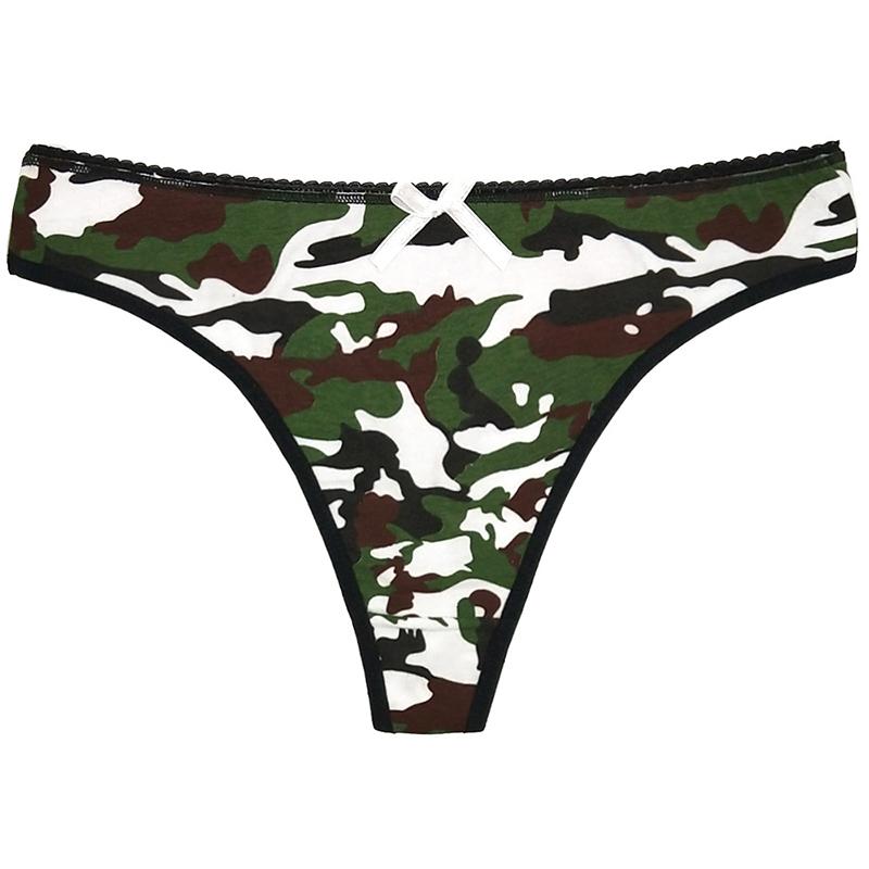 

Women's Panties BANNIROU 1pcs Camouflage Women Thongs For Ladies Underwear Female Lingerie Woman Intimates Cotton Print 2023, Blue
