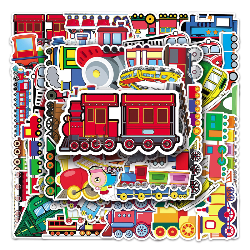 

50 PCS Water Bottle Stickers for Kids Girls Teens Vinyl Vsco Waterproof Cute Aesthetic Stickers TZ-KTXHC-639 train, Multi colors