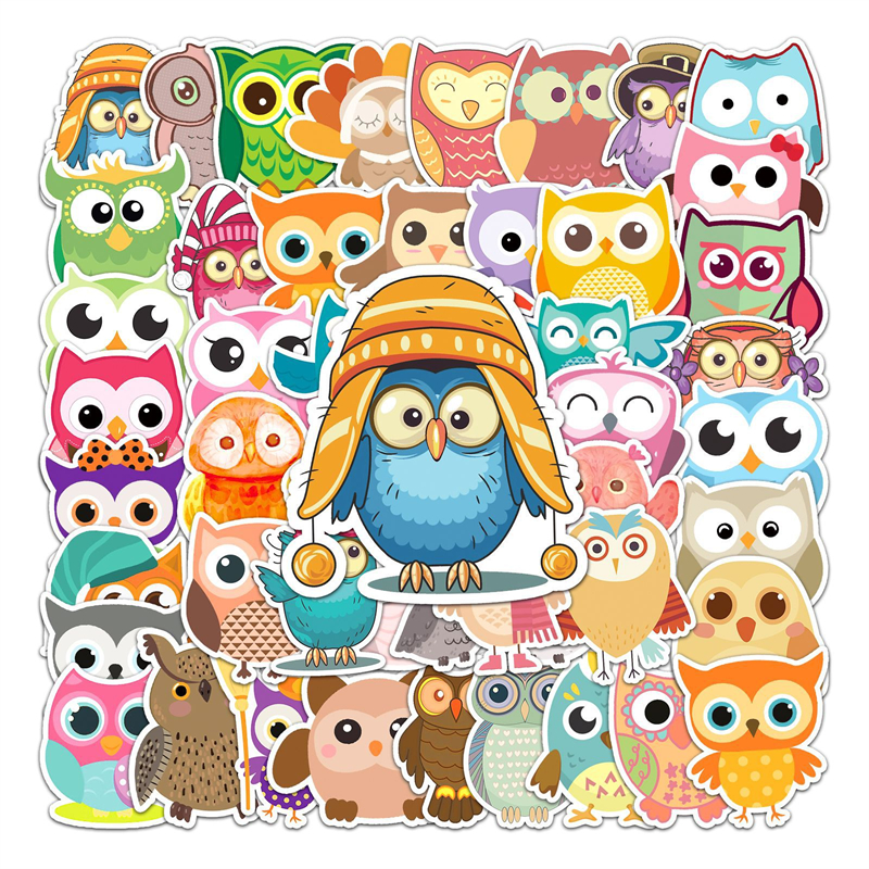 

50 PCS Water Bottle Stickers for Kids Girls Teens Vinyl Vsco Waterproof Cute Aesthetic Stickers TZ-MTY-425 owl, Multi colors