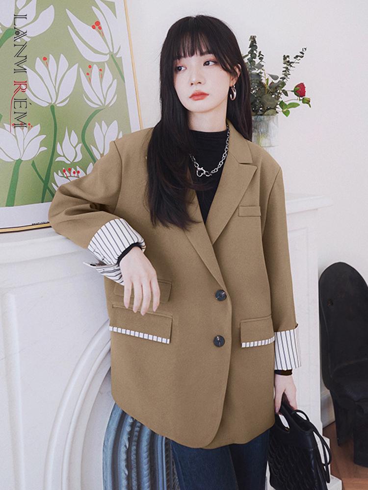 

Women' Suits & Blazers Blazer Single Breasted Patchwork Notched Long Sleeves Pocket Coat Office Lady Fashion Top Clothing 2R104, Black