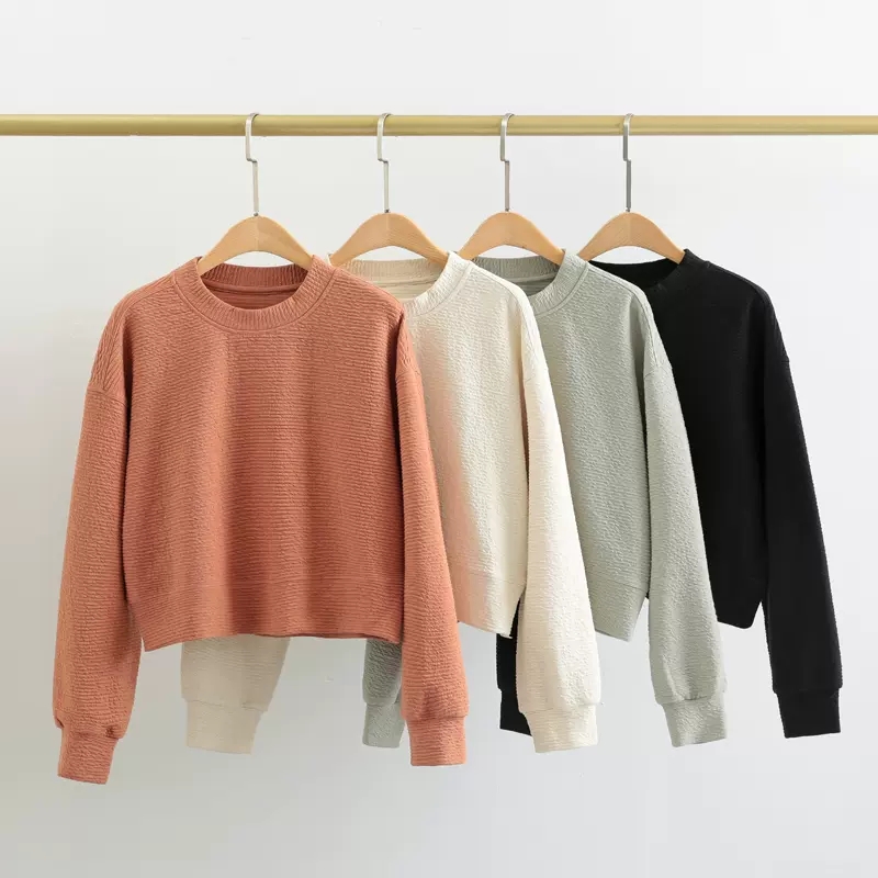 

Yoga clothing long-sleeved women's round neck pullover sweater loose running sports jacket autumn and winter fitness top, Black