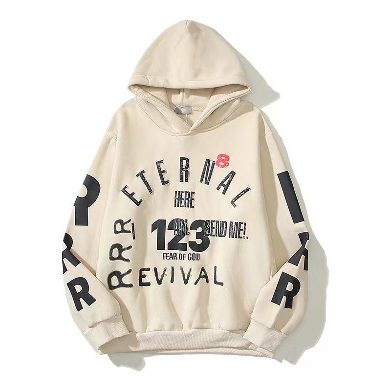 

Fashion hoodies sweaters printed high street men's and women's washable old hoodie fashion sweater, Beige