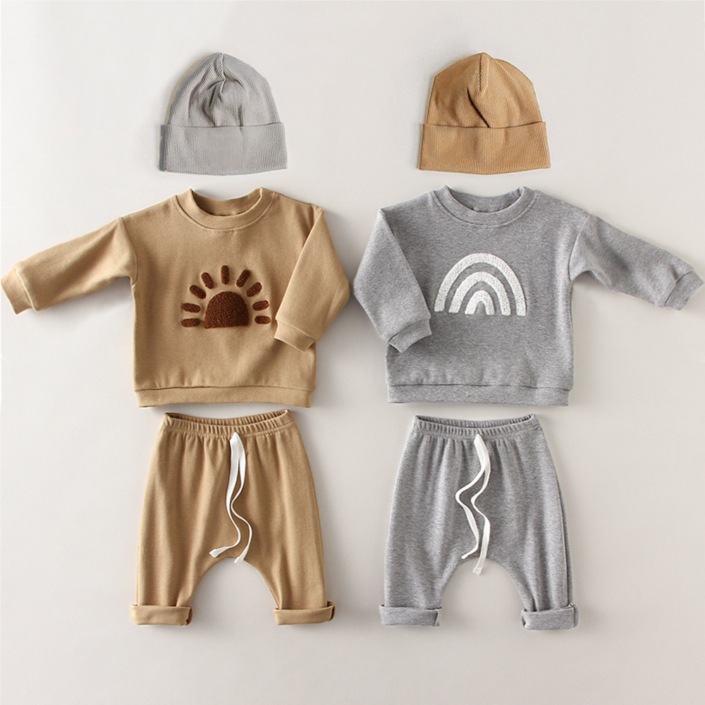 

Clothing Sets Fashion Baby Clothes Set Spring Toddler Boy Girl Casual Tops Sweater Loose Trouser 2pcs born Outfits 230202, Gray 1