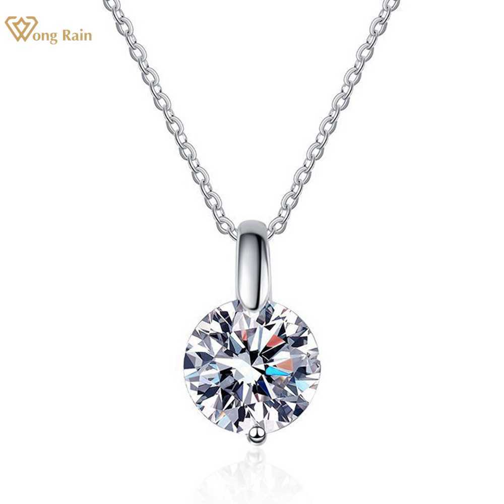 Pendant Necklaces Wong Rain Classic 925 Sterling Silver VVS D Color 1-3CT Real Moissanite Diamonds Zircon Gemstone Pendent Necklace Fine Jewelry-image-838797422