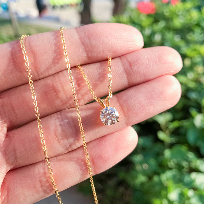 Pendant Necklaces Premium 1ct-3ct Moissanite Diamond Pendant Necklace for Women Original 925 Sterling Silver Jewelry Gold Lady Necklace Chain 2023 G