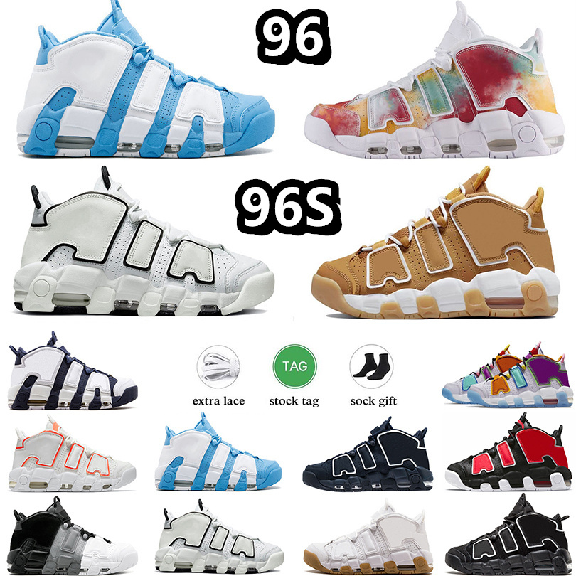 

96 Basketball shoes 96s White Black Scottie Pippen Tri Color UNC Triple White Wheat Denim Iridescent Bulls Knicks Renowned Rhythm men women trainers sports shoe, Item#11