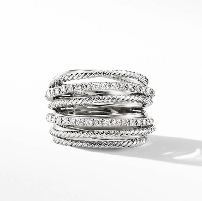 

Silver Color Multiple Row Rings Shiny CZ Metallic OL Style Office Lady Versatile Finger Rings for Women Fashion Jewelry
