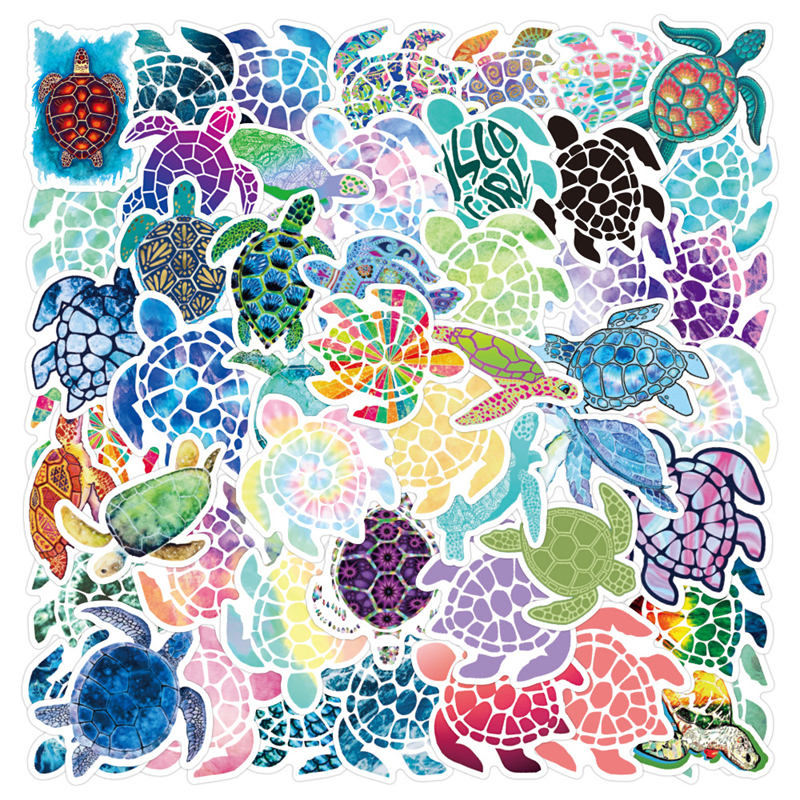 

50pcs Sea Turtle Stickers Waterproof Ocean Turtle Stickers Summer Colorful Stickers W-428, Multi colors