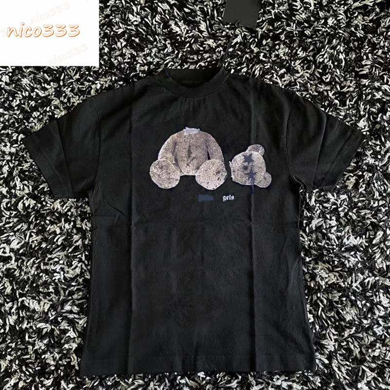 

23ss New t shirt broken head bear star skull letters printed cotton loose hundred with street personality men women, #01