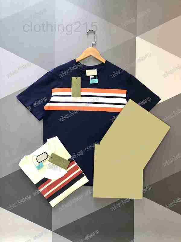 

Men's T-Shirts Designer 22ss Men Women Designers tee Color stripe print short sleeve Man Crew Neck paris Fashion Streetwear Black Apricot XS-L
