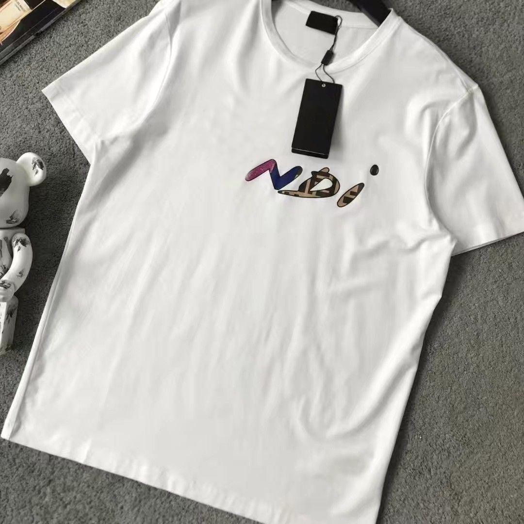 

Design T shirt Embroidery Letters Men' T-Shirts Classic Designers Tide Tees Cotton Short Sleeve Men Apparel Breathable Clothing, White