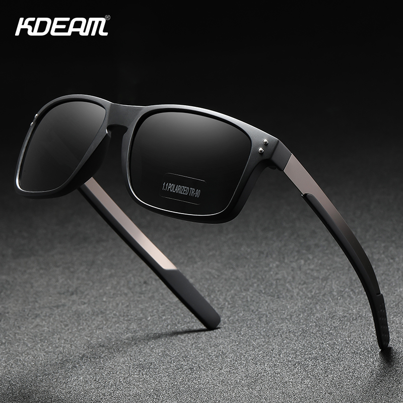 

Sunglasses KDEAM Rectangular Polarized Men Outdoor Driving Sun Glasses Man TR90 Flexible Frame Mix Stainless Steel Temple 230202