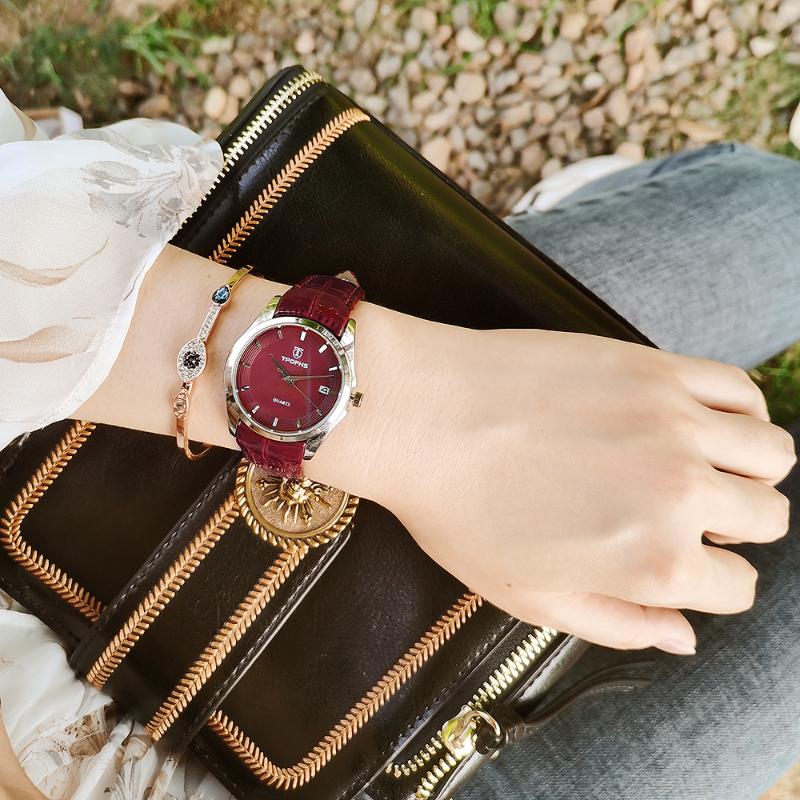 

Wristwatches Waterproof Fashion Belt Women's Watch Concentric Circle Calendar Ladies High Quality Wristwatch Quartz Movement SaatWristwa, As picture show