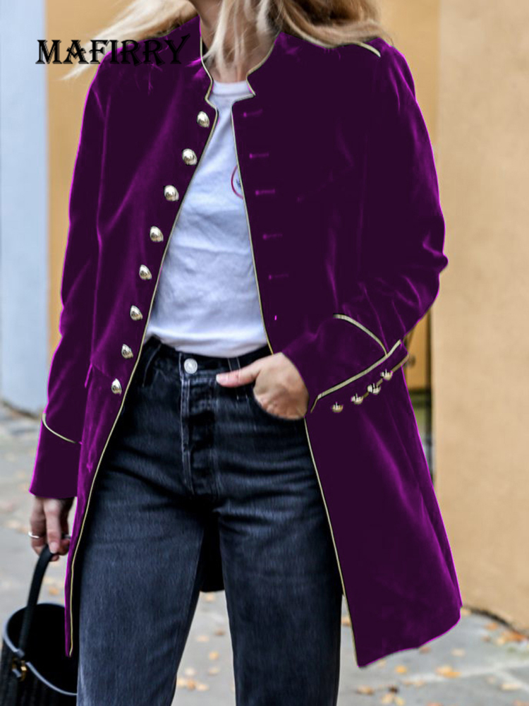 

Women' Jackets Women Autumn Winter Warm Velvet Female Streetwear Loose Casual Long Sleeve Coat Patchwork Multiple Buttons Solid Outwear 230202, 01 purple