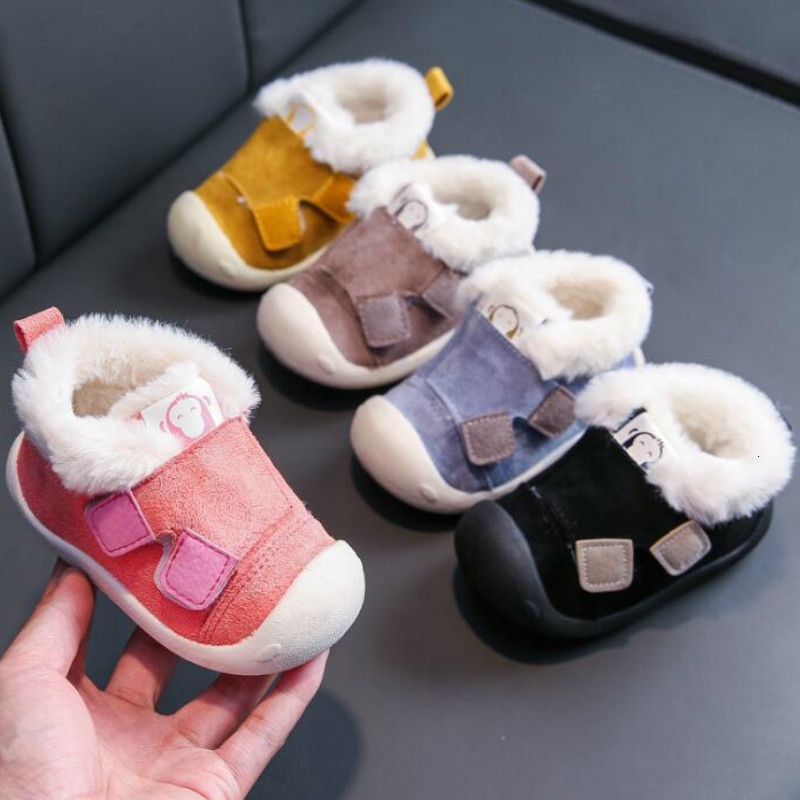 

First Walkers winter baby shoes first walkers boy Nonslip Kids Boots Shoes born girl Warm Plush infants soft sole sneakers 230202, Orange pink